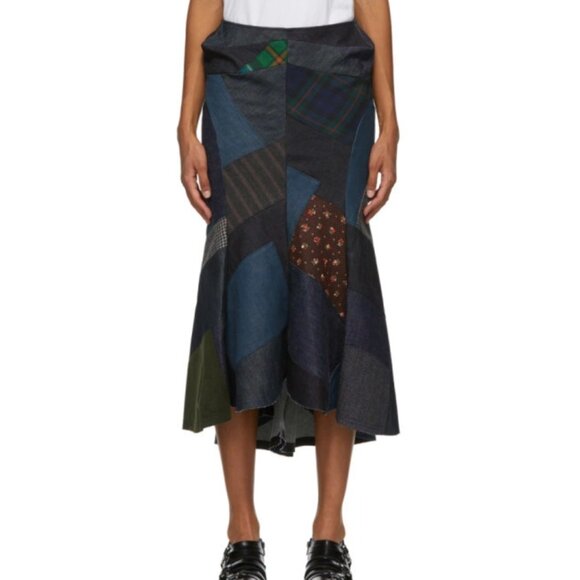Junya Watanabe Indigo Denim Patchwork Skirt - Picture 1 of 16